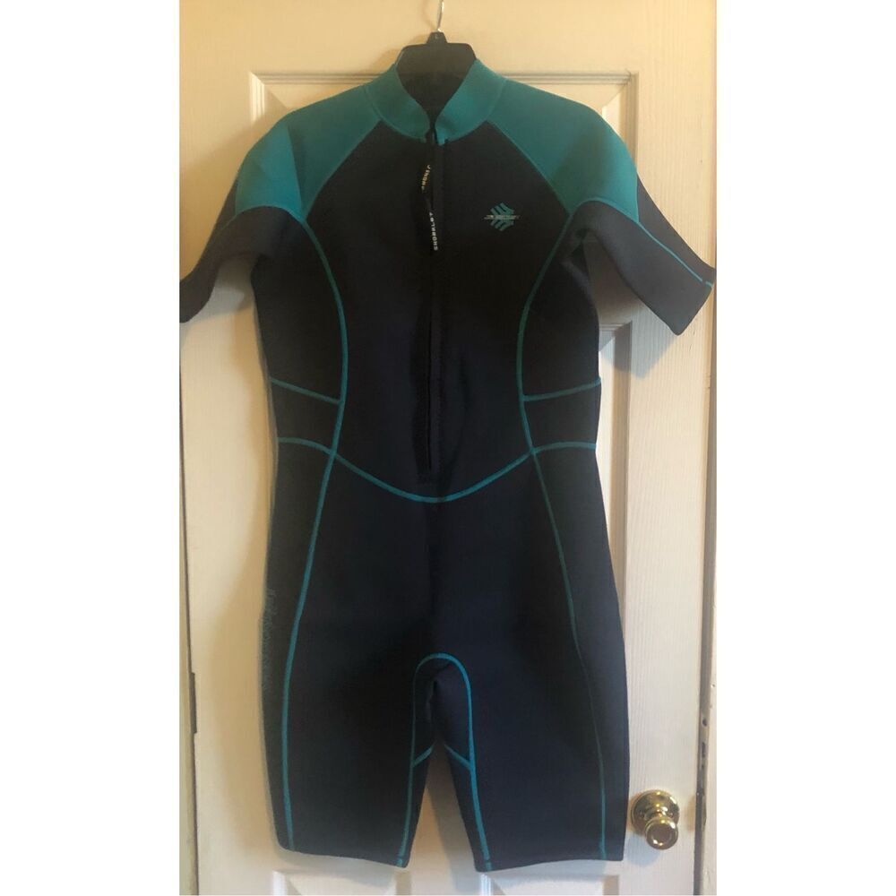 Teal and Black Short Sleeve Wetsuit